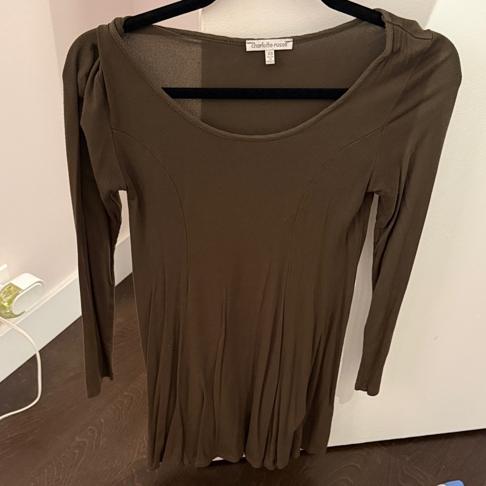 Charlotte Russe Olive Long Sleeve Dress